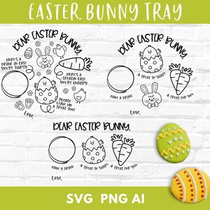 Bundel Easter Bunny Tray, Pasen SVG, Dear Easter Cookie Tray, Carrot Plate, Bunny Plate PNG, bestanden voor Cricut