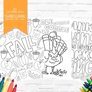 Kids Thanksgiving Colouring Pages Download, Printable Fall Coloring Sheets for Kids, Fun DIY Activity for Children