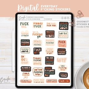 Everyday Fucking Stickers, Digital Planner Stickers, GoodNotes Sticker Book, Individual PNGs, Swear Words