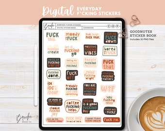 Everyday Fucking Stickers, Digital Planner Stickers, GoodNotes Sticker Book, Individual PNGs, Swear Words