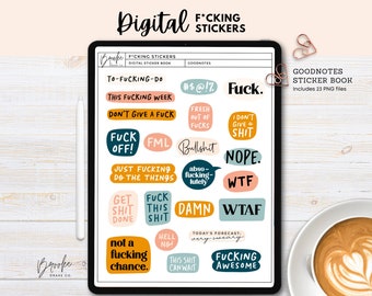 Fucking Stickers, Digital Planner Stickers, GoodNotes Sticker Book, Individual PNGs, Swear Words