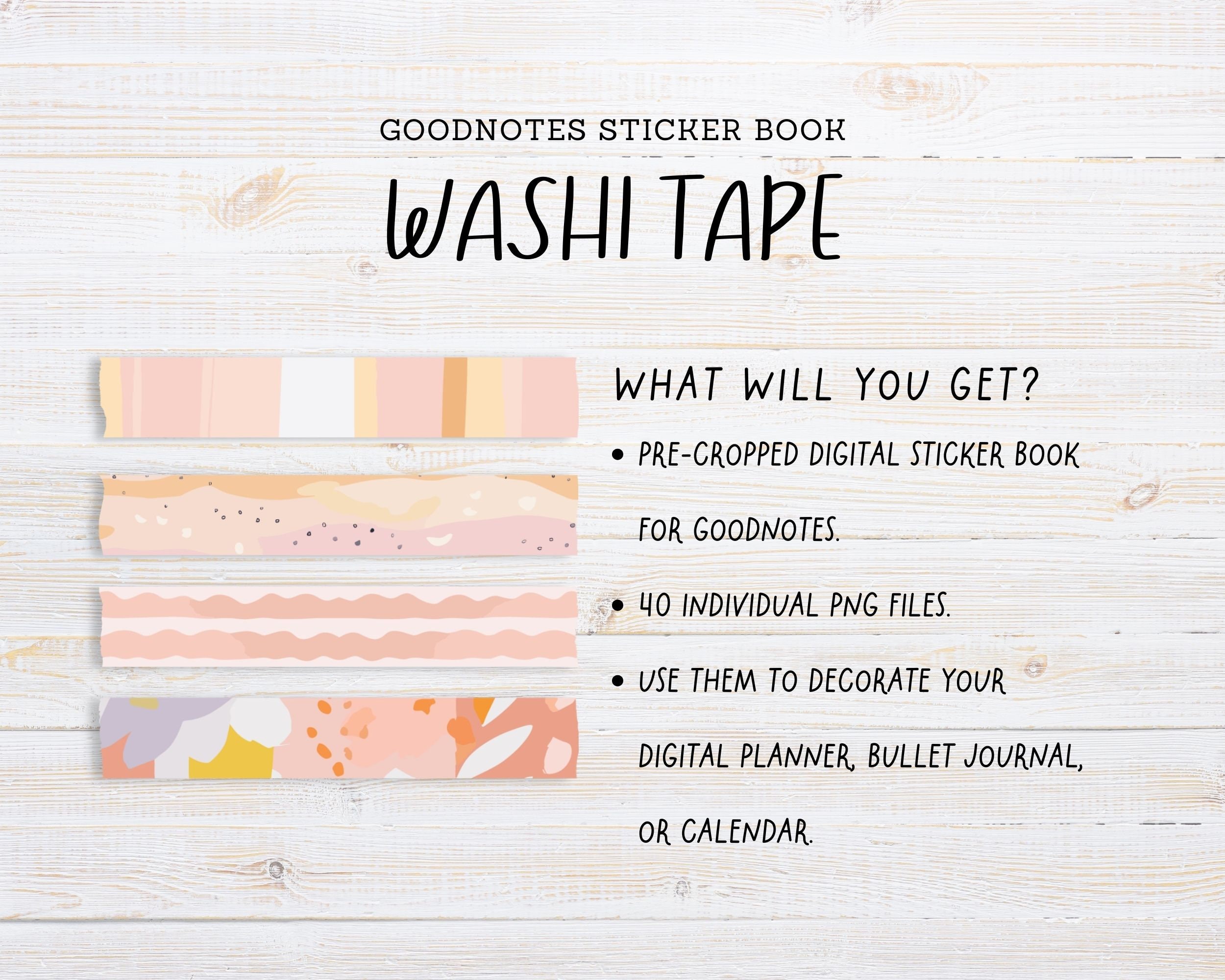 Washi Tape Digital Stickers, Goodnotes Sticker Book, Digital Planner ...