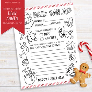 Brief an Weihnachtsmann Malseite, Printable Lieber Santa Brief, Weihnachtswunschliste, Weihnachten Malseite, Weihnachten Kinder Aktivität, Digital