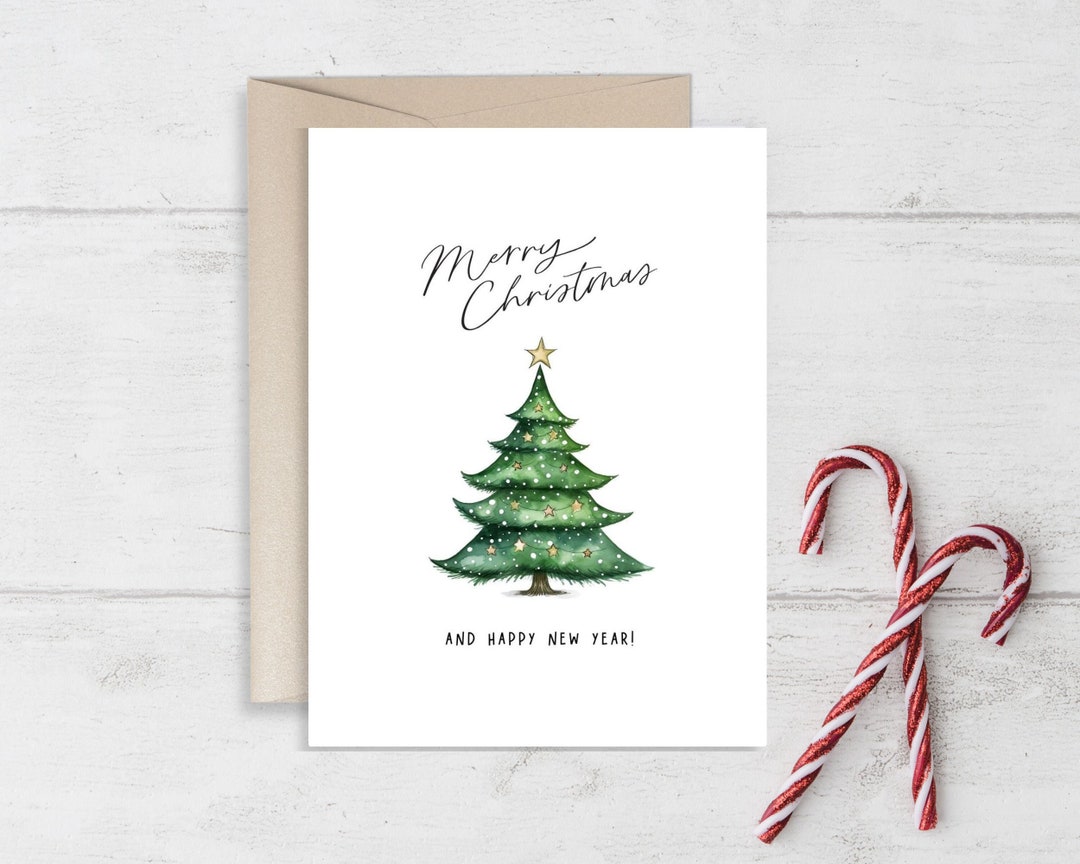 Minimalist Christmas Tree Card Printable Greeting Card Etsy