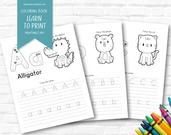 ABC Coloring Book Pages: Learn to Print Alphabet Tracing (PDF)