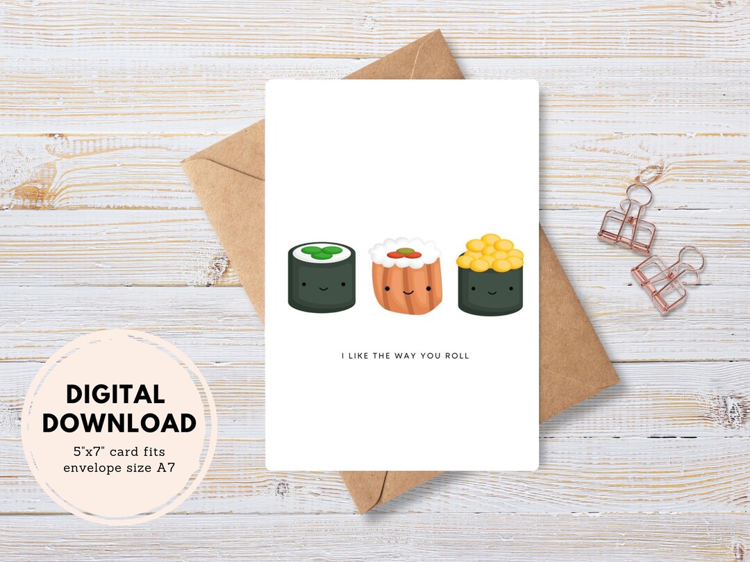 Printable i Like the Way You Roll Greeting Card, Instant Digital ...