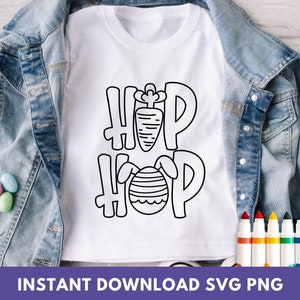 Pâques Kids Color Me Shirt PNG, Hip Hop Pâques SVG, téléchargement immédiat, fichier de coupe Cricut