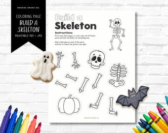 Skeleton Printable Craft: Halloween Coloring Activity (PDF & JPEG)