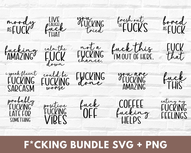 Swear Bundle SVG, Funny Rude Adult SVG Files for Cricut, PNG image 1