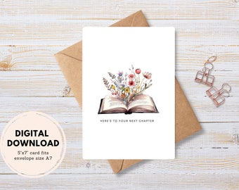Watercolor Open Book Greeting Card: Next Chapter (PDF)