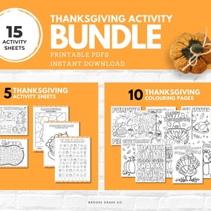Kids Thanksgiving Coloring Bundle, Activity Pages Download, Printable Fall Activity Sheets for Kids, Fun DIY Activity for Children