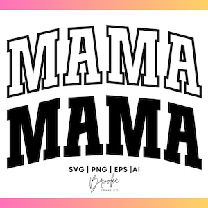 Retro Mama Varsity Design SVG PNG : Mom Life Cut File (téléchargement numérique)