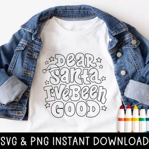 Christmas Kids Color Me Shirt PNG, Dear Santa SVG, Instant Download, Cricut Cut-bestand voor kinderen, DIY kerstshirt