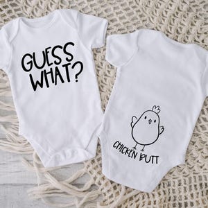 Guess What Chicken Butt SVG Cut File for Cricut, Funny Baby Saying, Newborn, Funny Infant Quote, Baby Shower Svg