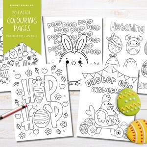 20 pages à colorier de Pâques, Pâques à imprimer pour les enfants et les enfants d'âge préscolaire, pages à colorier imprimables, salle de classe, téléchargement immédiat