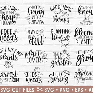 Paquete SVG de jardinería, Paquete PNG de jardinería, Jardinería, Cricut, Uso comercial