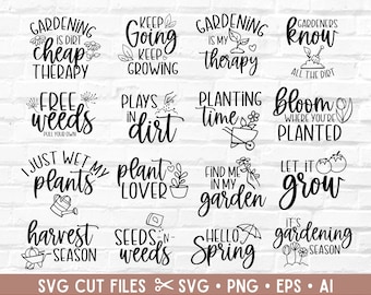 Paquete SVG de jardinería: Amante de las plantas, temporada de cosecha (uso comercial)