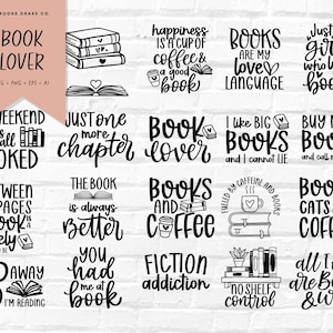 Buchliebhaber SVG Bundle, Buchliebhaber svg, Bibliothekar svg, Buch-Zitate svg, Bücherwurm PNG, Instant Download