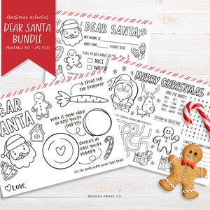 Pacchetto caro Babbo Natale, vassoio di biscotti di Babbo Natale stampabile, colorazione natalizia, fogli di attività natalizie, download istantaneo