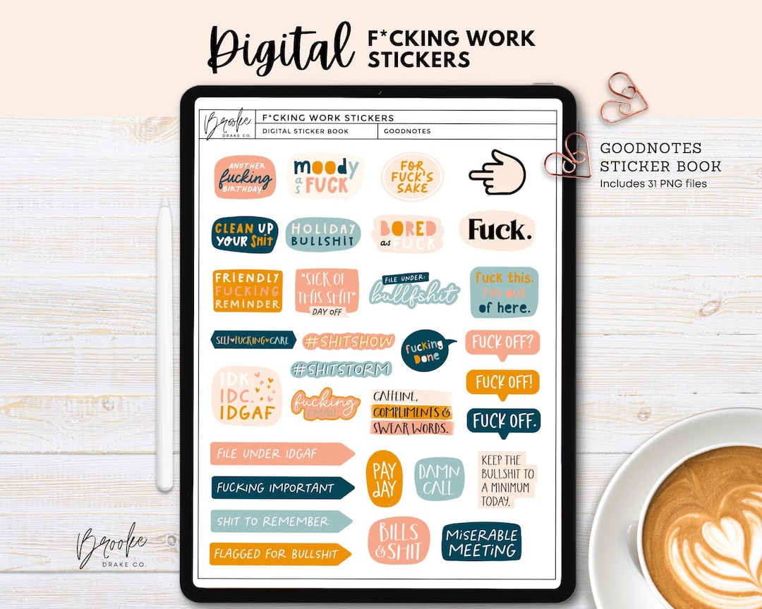 Funny Swear Word Digital Stickers: Goodnotes Planner (PNG) - Etsy