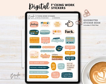 Fucking Work Digital Stickers, GoodNotes Sticker Book, Digital Planner, Swear Words, Individual PNGs, Work Life