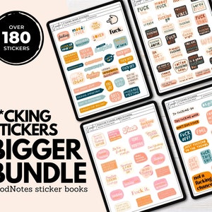 Bigger Digital Sticker Bundle, Swear Words Stickers for GoodNotes, Digital Planner Stickers, Individual PNGs