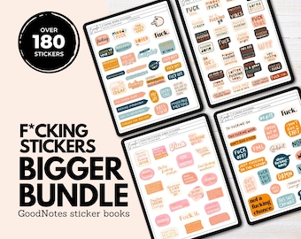 Swear Word Stickers Bundle for GoodNotes: Sassy Digital Planner PNGs (184 Images) (Digital Download)