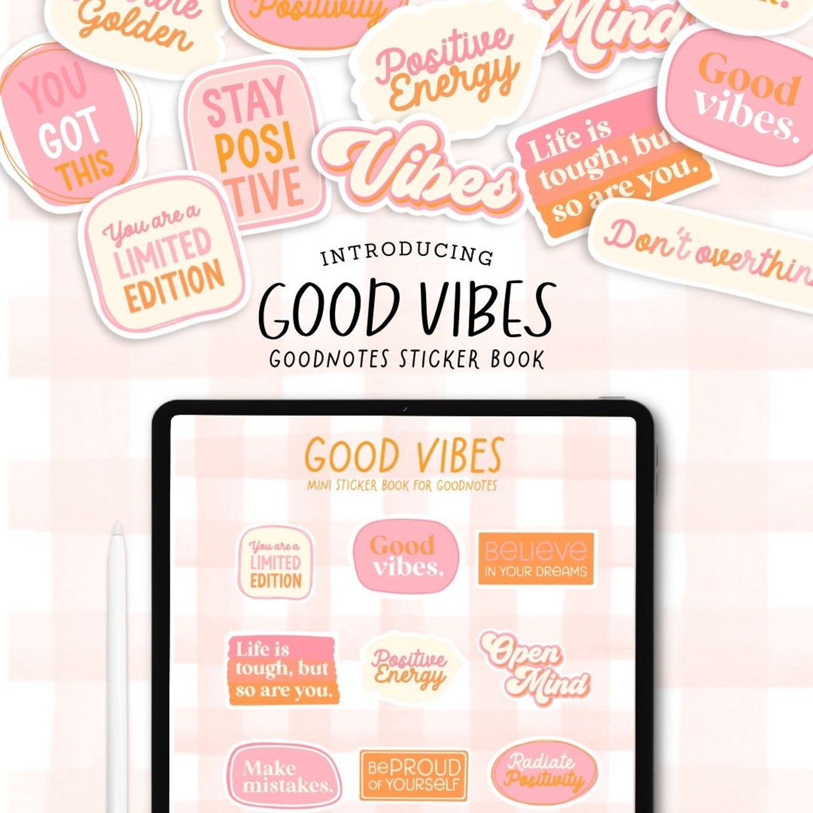 Good Vibes Digital Stickers: Goodnotes Planner Stickers (17 Pngs) - Etsy