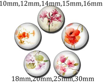 Y553, vintage, flor, cabujones de vidrio, hecho a mano.10mm 12mm 14mm 15mm 16mm 18mm (10pcs)20mm 25mm 30mm (5pcs)