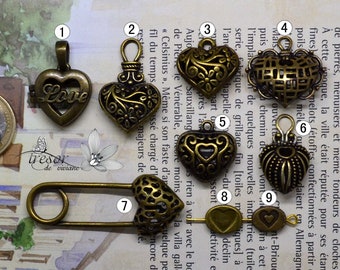 Love,heart,love,Fleur,Breloque pendant Bronze to choose Handmade Jewelry QKP045