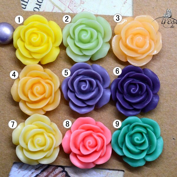 Lot de 4pcs de 016Fleurs en résine, 19mm, Flower,Cabochons,couleur,Boucles d'oreilles, colliers, bijoux, bas