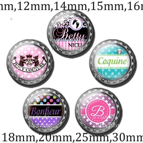 Y217,Coquine,amour,bonheur,Cabochons en verre,fait par mains.Diametre 10mm 12mm 14mm 15mm 16mm 18mm(10pcs)20mm 25mm 30mm(5pcs)