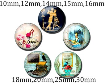 Y487,vintage,Printer,dessert,dance,girl,flower,flower,glass cabochons,made by hands.10mm 12mm 14mm 15mm 16mm 18mm (10pcs)20mm 25mm 30mm (5pcs)