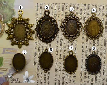 13x18mm, Oval cabochon supports, Cabochon, bronze, Supports, Bronze pendant charm to choose Handmade jewelry.