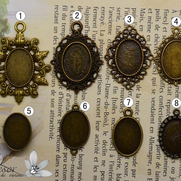 13x18mm, Ovale Cabochon-Stützen, Cabochon, Bronze, Stützen, Anhängeranhänger aus Bronze zur Auswahl. Handgefertigter Schmuck.