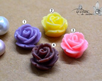 Lot of 5pcs of 002Resin flowers, 12mm, Flower,Cabochons,color,Earrings, necklaces, jewelry, stockings