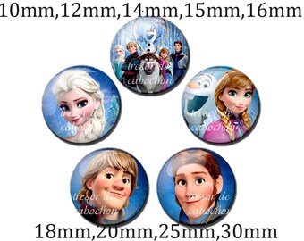 Y647,vintage,Disney Frozen,Glass Cabochons,handmade.10mm 14mm 14mm 16mm 18mm (10pcs)20mm 25mm 30mm (5pcs)