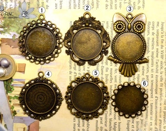 QXT013 Unterstützt für 25mm Cabochon, Bronze Anhänger zur Auswahl, Bronze, handgefertigten Schmuck