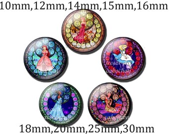 Y278,Dinis,princess,Glass Cabochons, handmade. Diameter 10mm 12mm 14mm 15mm 16mm 18mm (10pcs)20mm 25mm 30mm (5pcs)