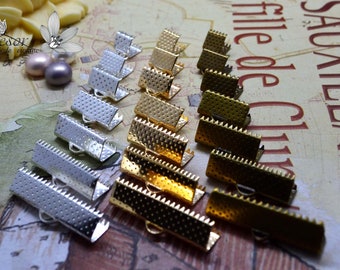 Lotto di 50 morsetti a nastro con punte ad artiglio 6 mm, 8 mm, 10 mm, 13 mm, 16 mm, 20 mm, 25 mm, argento, oro, bronzo