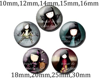 Y241,Girl,Glass Cabochons, handmade. Diameter 10mm 12mm 14mm 15mm 16mm 18mm (10pcs)20mm 25mm 30mm (5pcs)