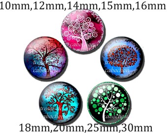 Y459,vintage,Tree,Glass Cabochons,handmade.10mm 12mm 14mm 16mm 18mm (10pcs)20mm 25mm 30mm (5pcs)