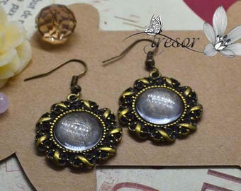 Stand, earring, earring, 14mm glass Cabochon