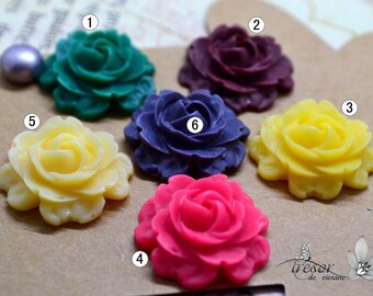 Lot de 4pcs de 018Fleurs en résine, 20mm, Flower,Cabochons,couleur,Boucles d'oreilles, colliers, bijoux, bas