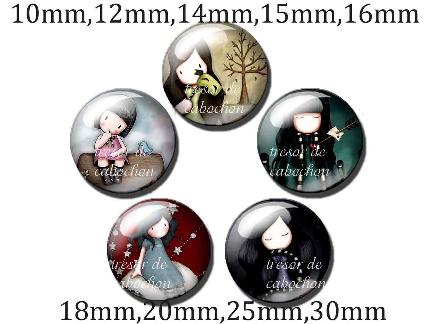 Diameter 10mm 12mm 14mm 15mm 16mm 18mm 20mm 25mm 30mm handmade 10pcs Girl Y166 glass Cabochons 5pcs