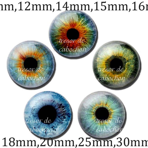 Y650,vintage,Oeil,élève,globe oculaire,Cabochons en verre,fait par mains.10mm 12mm 14mm 15mm 16mm 18mm(10pcs)20mm 25mm 30mm(5pcs)