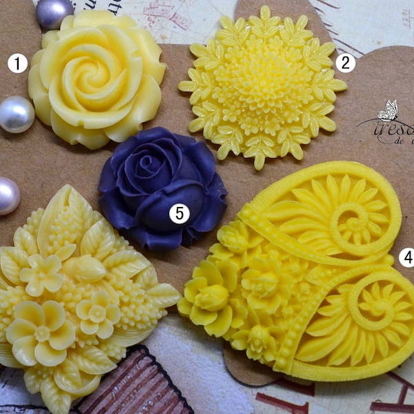 Lot de 2pcs de 036Fleurs en résine,Flower,Cabochons,couleur,Boucles d'oreilles,colliers,bijoux,bas