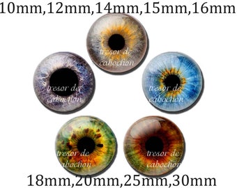 Y652, vintage, ojo, pupila, globo ocular, cabujones de vidrio, hecho por las manos.10mm 12mm 14mm 16mm 18mm (10pcs)20mm 25mm 30mm (5pcs)
