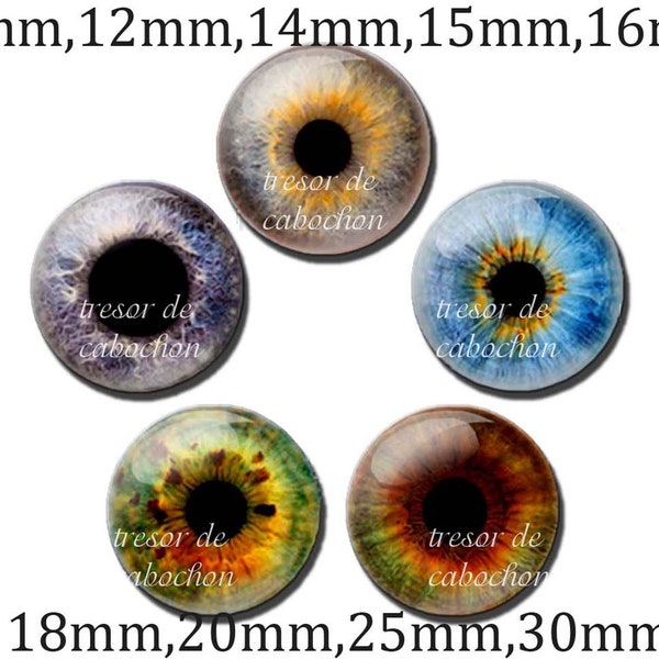 Y652,vintage,Oeil,élève,globe oculaire,Cabochons en verre,fait par mains.10mm 12mm 14mm 15mm 16mm 18mm(10pcs)20mm 25mm 30mm(5pcs)