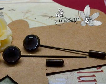 5pcs supports,Broches,Bronze,10mm+verre,Cabochon,10mm